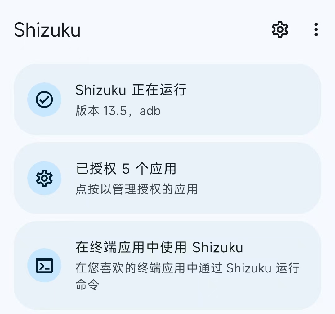Shizuku正在运行界面